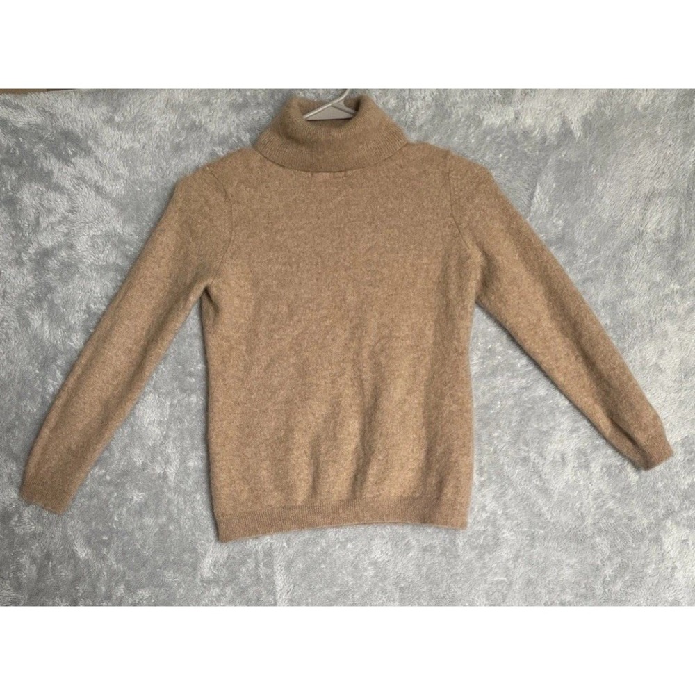 ALL CASHMERE CHARTER CLUB SOFT SWEATER TURTLENECK TAN CAMEL LONG SLEEVE KIDS M